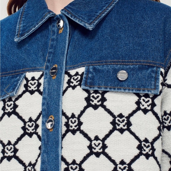 Sandro denim knit logo jacket like new - Picture 5 of 6
